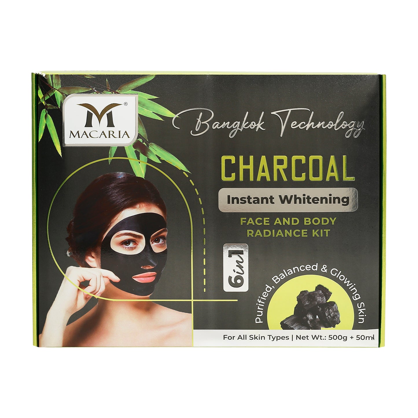 Macaria Instant Whitening Activated Charcoal Face and Body Radiance Kit