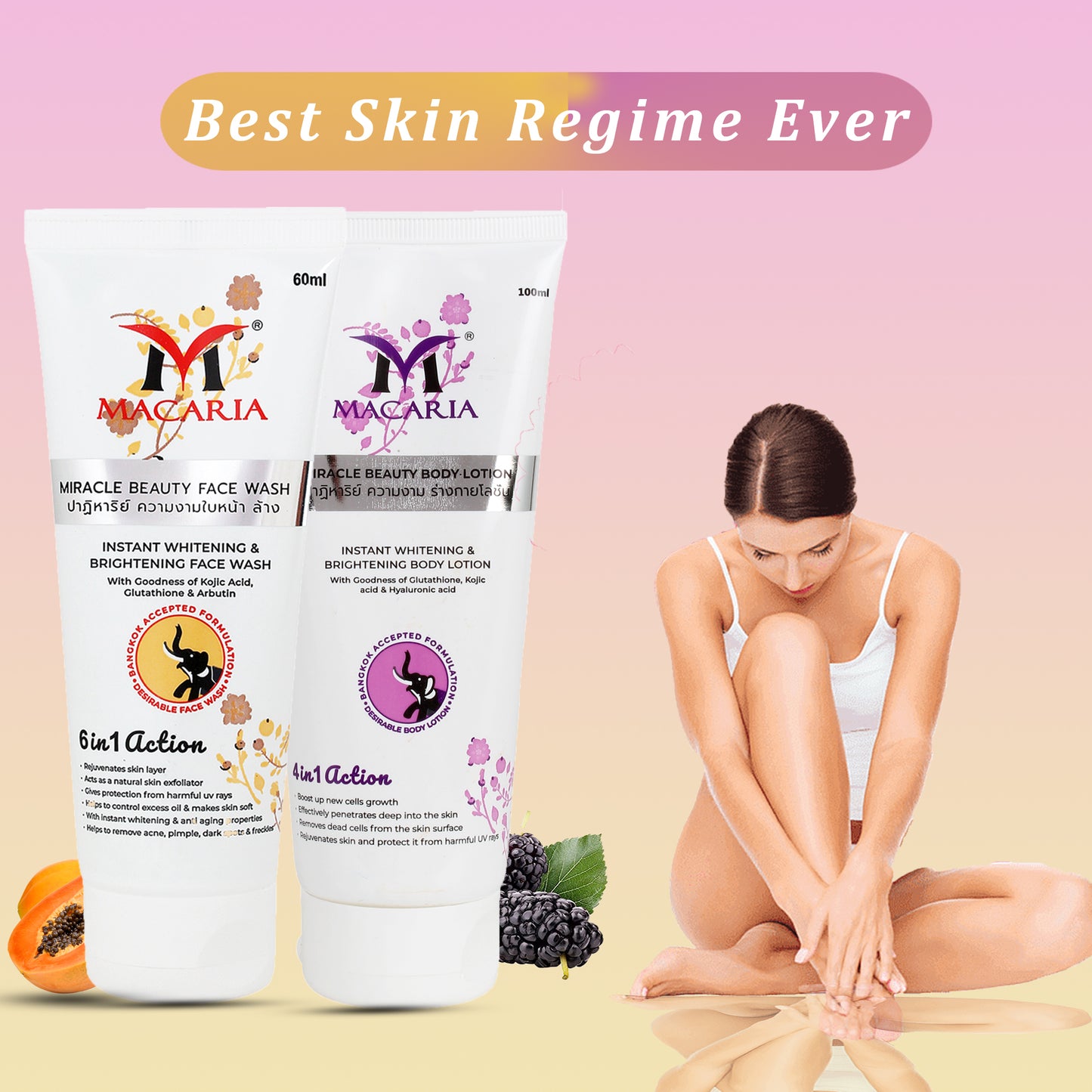 Miracle Beauty Body Lotion with Miracle Beauty Face Wash